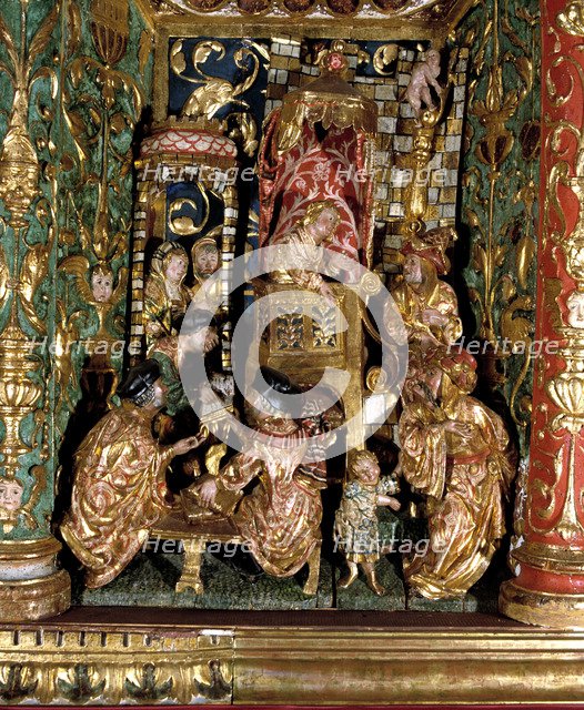 Altarpiece of the Gospel of the Childhood', 'Jesus among the Doctors', polychromed wood.