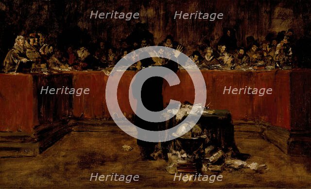 Christopher Columbus before the Spanish Council, c1876. Creator: William Merritt Chase.