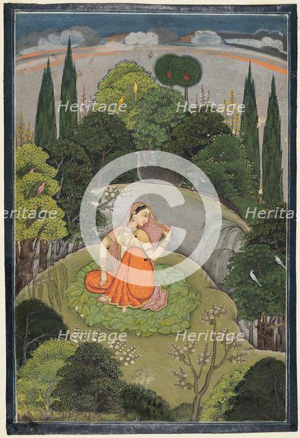 The Heroine Who Waits Anxiously for Her Absent Lover (Utka Nayika), c. 1760-1765. Creator: Unknown.