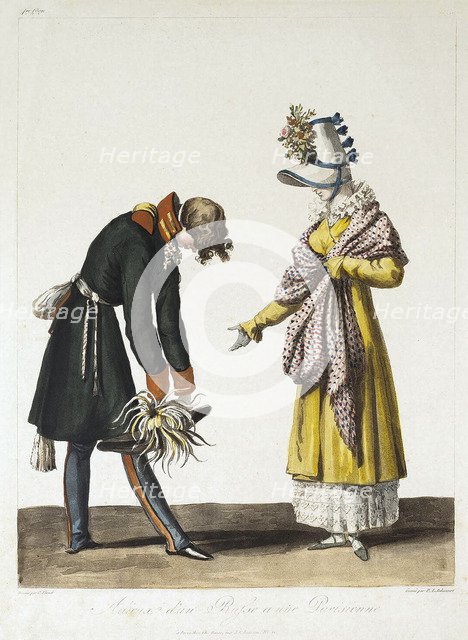 Parting of a Russian Officer with a Parisian Women, 1816.  Creator: Debucourt, Philibert-Louis (1755-1832).