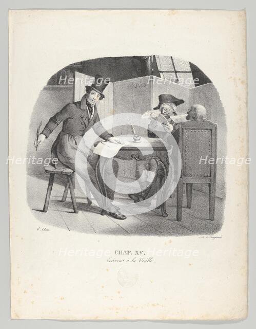 Chap. XV: Ecrivons à la Vielle (Writings for the elderly), 1824. Creator: Victor Adam.