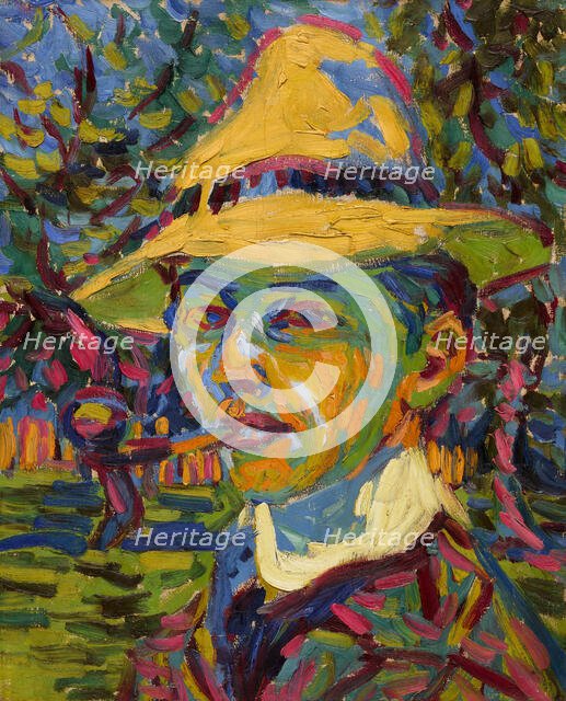 Self-Portrait with a Pipe, 1907. Creator: Kirchner, Ernst Ludwig (1880-1938).