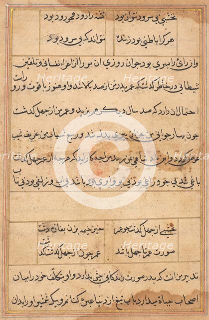 Page from Tales of a Parrot (Tuti-nama): text page, c. 1560. Creator: Unknown.