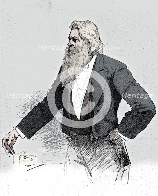 Joseph Wilson Swan, British physicist and chemist, demonstrating electromagnetism, 1889. Artist: Unknown.