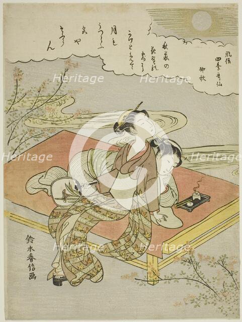 The Eighth Month (Chushu), from the series "Popular Versions of Immortal Poets in Four..., c. 1768. Creator: Suzuki Harunobu.