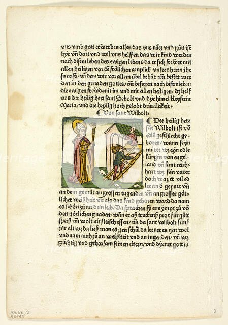 ‘DELETE’ Saint Wilbolt from Heiligenleben, Winterteil (Lives of the Saints Wintertime) Creators: Unknown, Johannes Baemler, Jacobus de Voragine, Wilhelm Ludwig Schreiber.