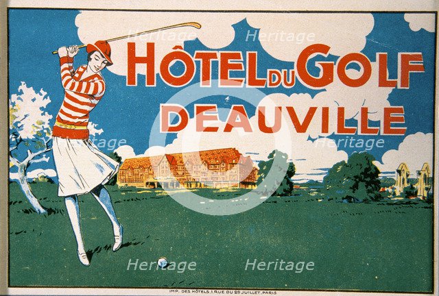 Luggage label, Hotel du Golf, Deauville, French, 1920s. Artist: Unknown
