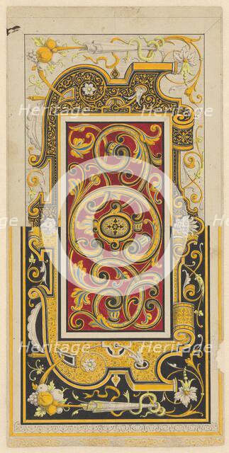 Damascinated and enamelled iron panel, c.1860-c.1880. Creator: Worshop of Plácido Zuloaga.