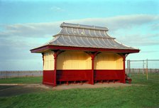 A traditional beach shelter at Blackpool, 1999. Artist: P Williams