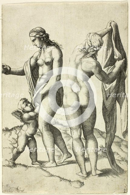 Venus, Cupid and Pallas, 16th century. Creator: School of Marcantonio Raimondi.