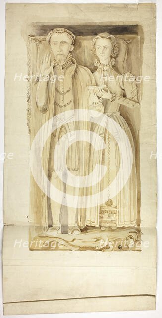 Tudor Tomb Slab with Effigies of Man and Woman, n.d. Creator: Unknown.