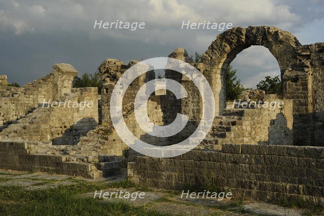 Partial view of the amphitheater ruins, ancient city of Salona, Solin, Croatia, 2018.  Creator: Unknown.