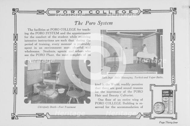 The Poro system; Bath dept.; Chiropody booth- foot treatment, 1922. Creator: Unknown.