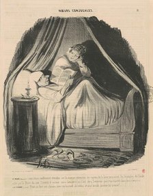 Le mari lisant: nous étions mollement étendus..., 19th century. Creator: Honore Daumier.