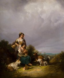 Two Young Women And Goats In A Landscape, 1870. Creator: William Shayer.