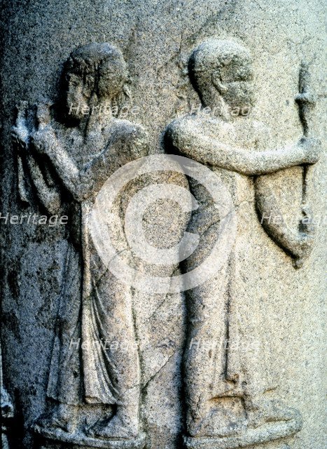 Relief of a priest in a granite column, now in the Capitoline Museum in Rome.