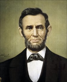 Abraham Lincoln (1809-1865) American politician and president of USA, oil by A. G. Conaut.