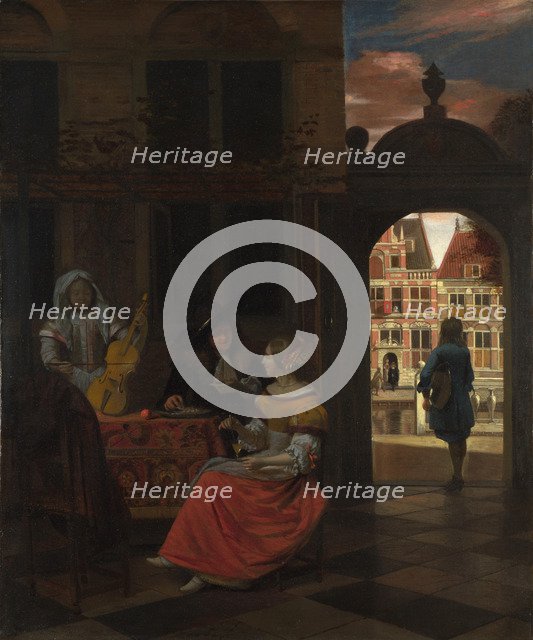 A Musical Party in a Courtyard, 1677. Artist: Hooch, Pieter, de (1629-1684)