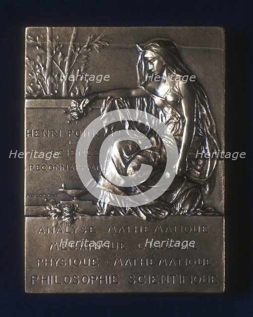 Plaquette commemorating the death of Henri Poincare, French mathematician, 1912. Artist: Unknown