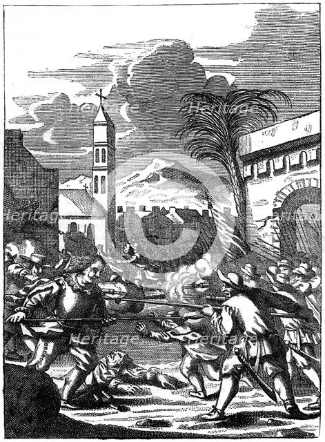 Sack of Puerto Principe, Hispaniola, by Captain Morgan, 1667 (c1880). Artist: Unknown