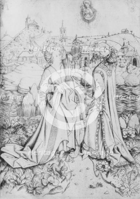 The Sibyl and Emperor Augustus, 15th century. Creator: Master ES.