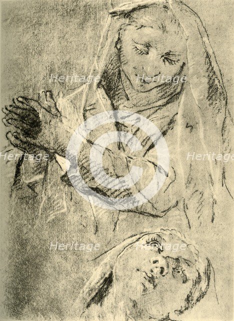 'Studies of a Madonna', mid 18th century, (1928). Artist: Giovanni Battista Tiepolo.
