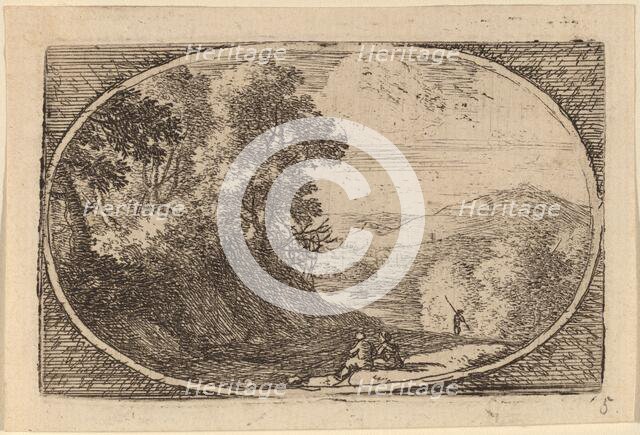 Two Figures Seated to the Right of a Road. Creator: Herman van Swanevelt.