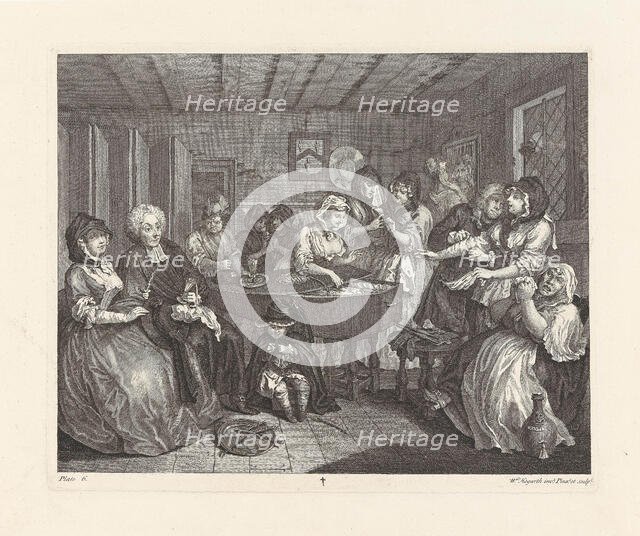 A Harlot's Progress. Plate 6: Moll's wake, 1732. Creator: Hogarth, William (1697-1764).