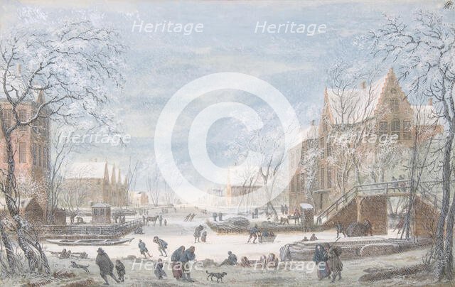 Snow Falling on a Dutch Town, n.d.. Creator: Abraham Rademaker.