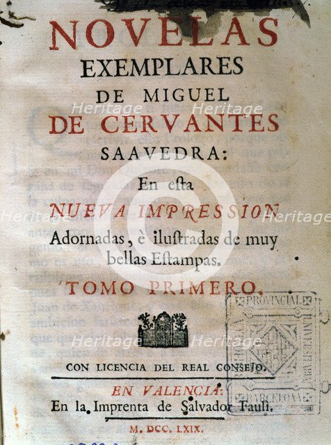Novelas Ejemplares' (Exemplary Novels) by Miguel de Cervantes, Volume I, cover, Printing Salvador…