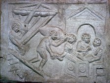 Roman relief of a ship unloading amphorae. Artist: Unknown