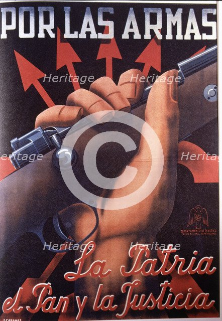 Spanish Civil War (1936-1939), poster 'Por las armas' (For weapons), original by Cabanas, publish…