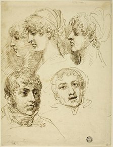 Five Sketches of Heads, n.d. Creator: Samuel Drummond.