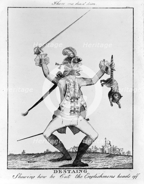 Destaing. Shewing how he Cut the Englishmens heads off, c. 1770.