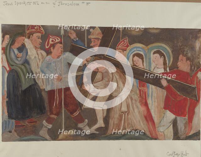 Station of the Cross No. 8: "Jesus Speaks to the Women of Jerusalem", c. 1936. Creator: Geoffrey Holt.