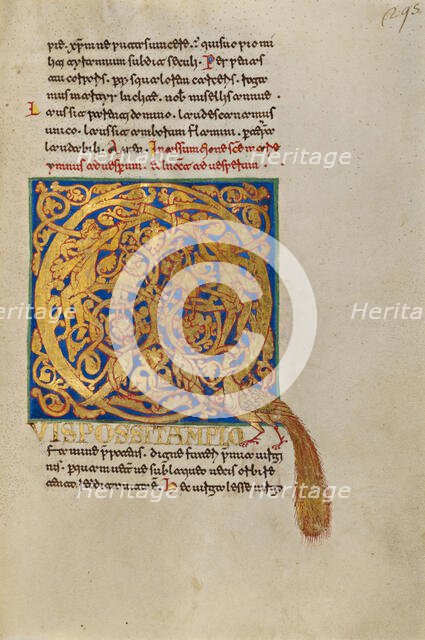 Inhabited Initial Q; Breviary, 1153. Creator: Unknown.