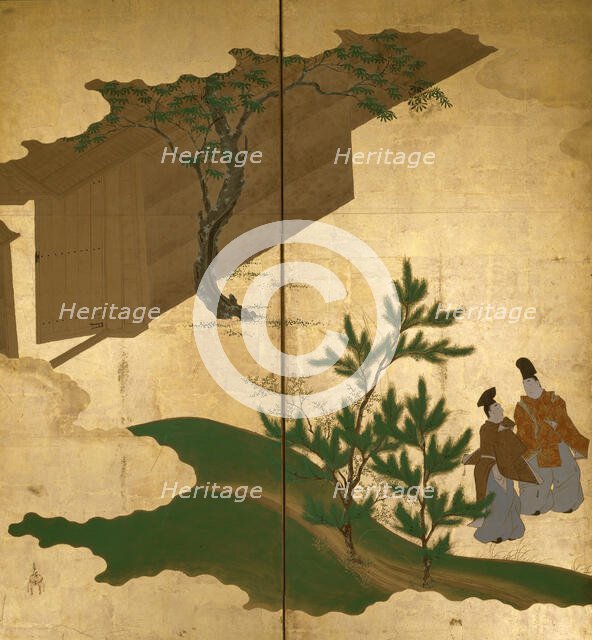 Six-fold screen depicting tales of Ise, 1617-1691. Creator: Tosa Mitsuoki.