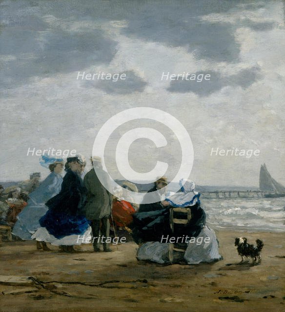 On the Beach, Dieppe, 1864. Creator: Eugene Louis Boudin.