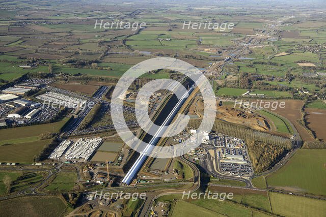 Construction of the Chipping Warden Green Tunnel on the HS2 railway line, West Northants, 2024. Creator: Damian Grady.
