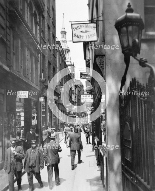 Bow Lane looking north, City of London, c1920s. Artist: George Davison Reid