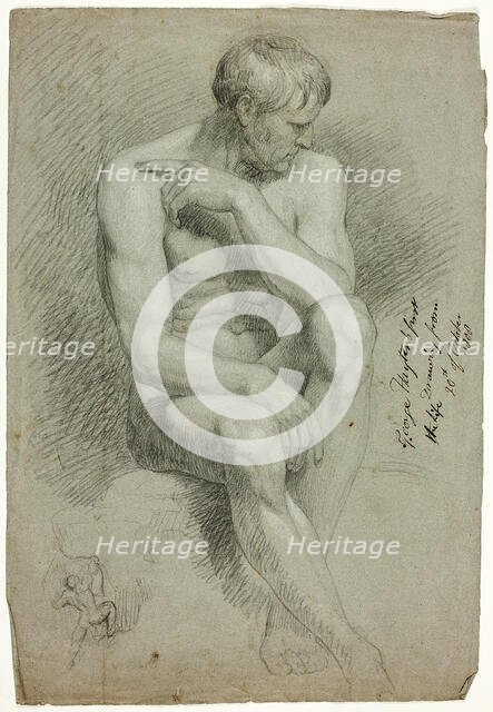 Seated Male Nude with Sketch of Nude Archer, October 20, 1808. Creator: George Hayter.
