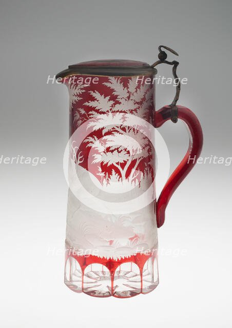 Covered Jug, Bohemia, c. 1840/50. Creator: Bohemia Glass.