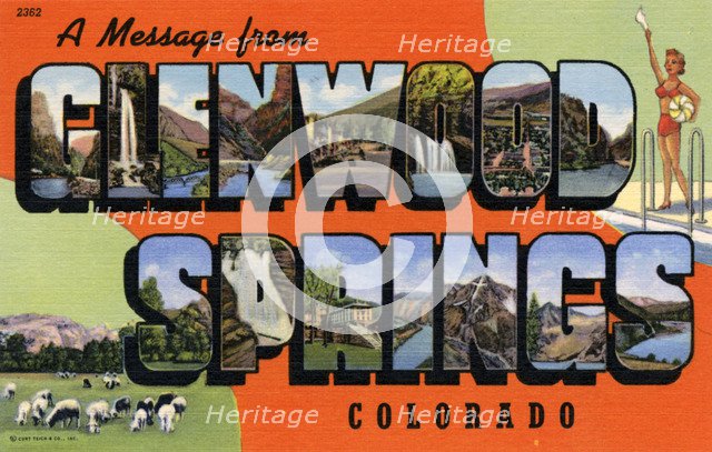 'A Message From Glenwood Springs, Colorado', postcard, 1941. Artist: Unknown