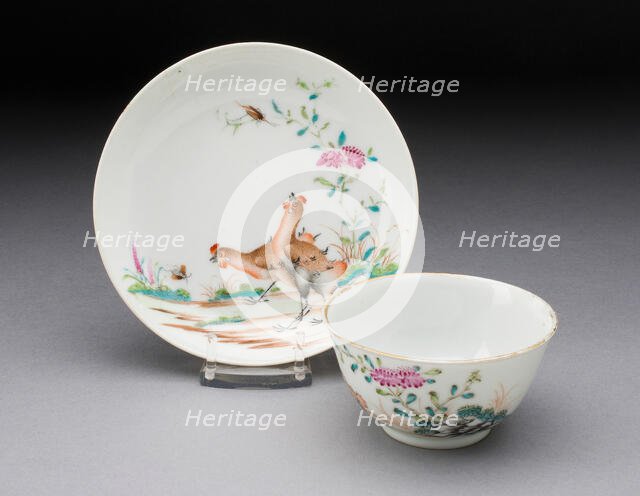 Tea Bowl and Saucer, China, c. 1750. Creator: Jingdezhen Porcelain.