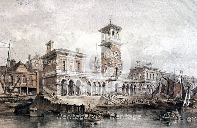 Billingsgate Wharf and Market, London, 1851. Artist: George Hawkins