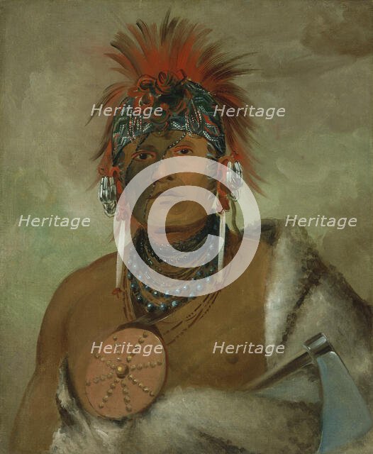 Wá-hón-ga-shee, No Fool, a Great Fop, 1832. Creator: George Catlin.