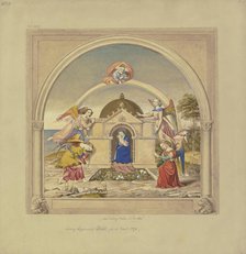 Angels carry the Holy Family's house from Nazareth to Loreto. Creator: Ludwig Sigismund Ruhl.