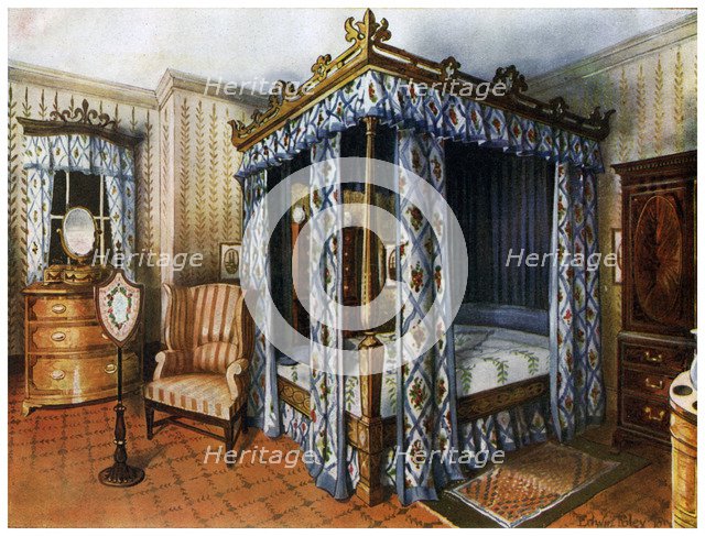 A Hepplewhite bedroom, 1911-1912.Artist: Edwin Foley