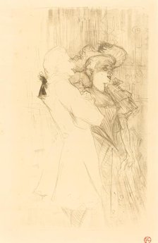 Lender and Auguez in "La chanson de fortunio" (Lender et Auguez dans "La chanson...), 1895. Creator: Henri de Toulouse-Lautrec.