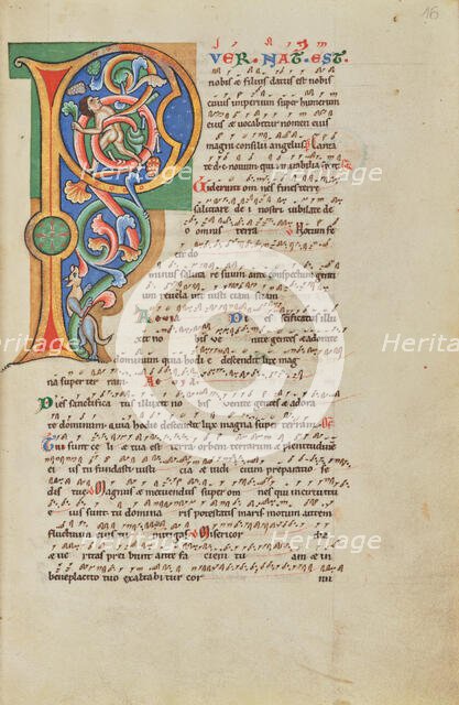Inhabited Initial P; Stammheim Missal, probably 1170s. Creator: Unknown.